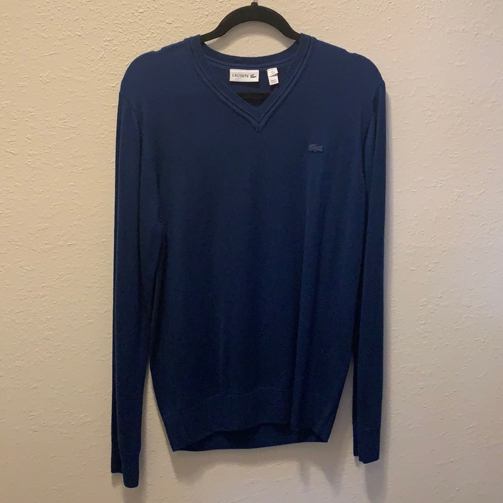 Lacoste Navy V-Neck Longsleeve